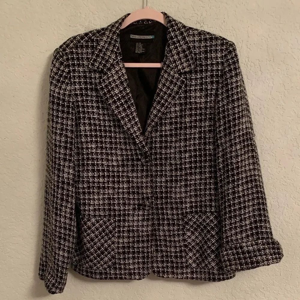 Requirements Black /White Checkered Blazer Pockets Size 16